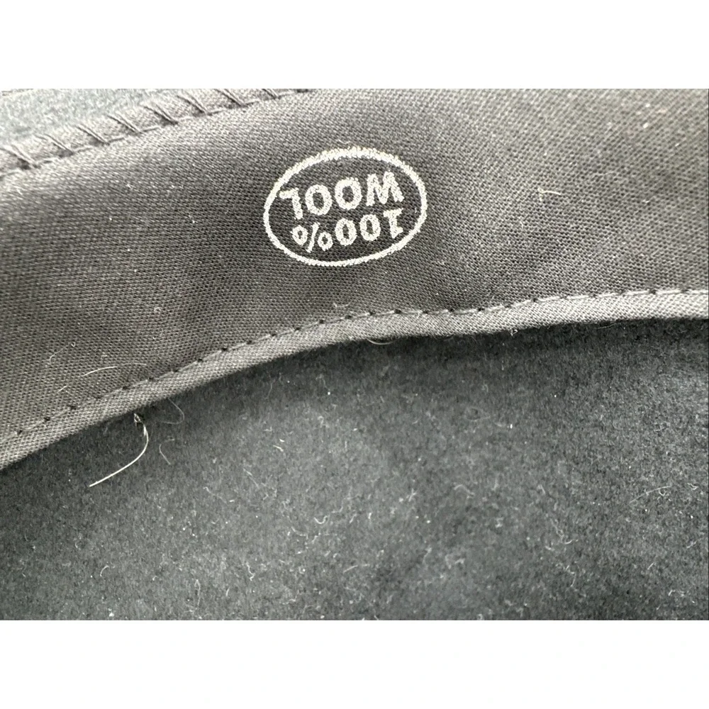 Lite Felt Black Wool Fedora‎ Hat Medium Packable Water Repellent Made in USA